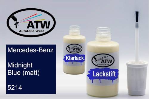 Mercedes-Benz, Midnight Blue (matt), 5214: 20ml Lackstift + 20ml Klarlack - Set, von ATW Autoteile West.